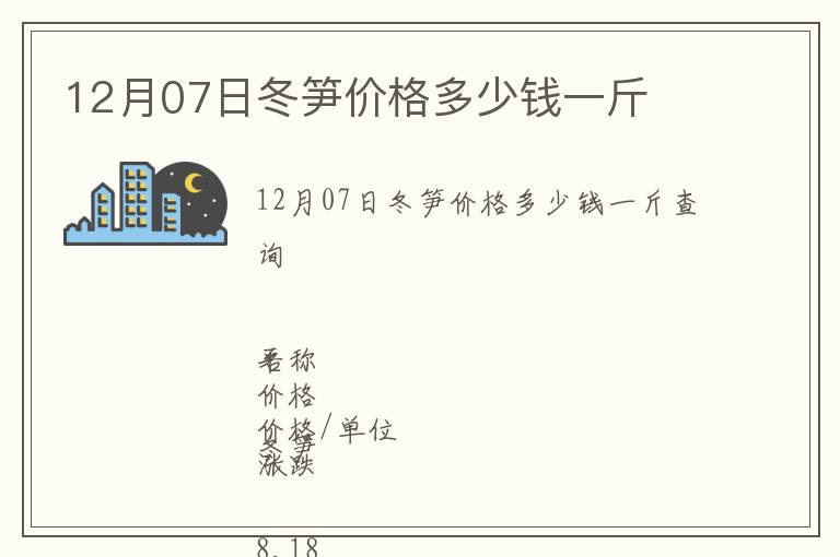 12月07日冬筍價格多少錢一斤