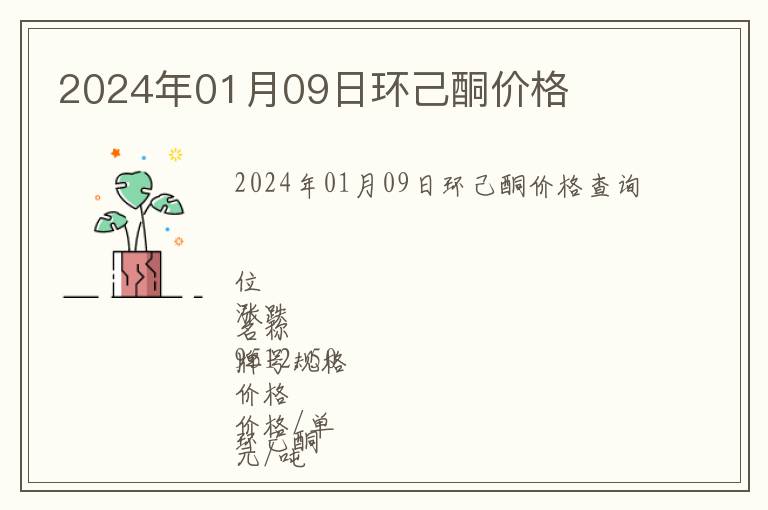 2024年01月09日環己酮價格