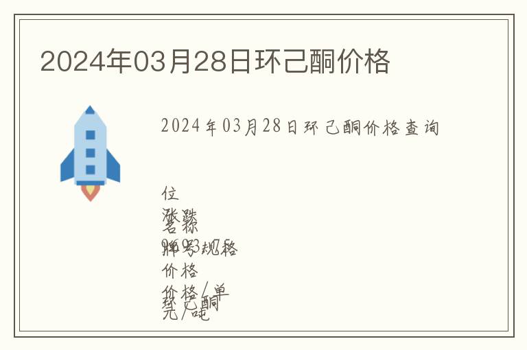 2024年03月28日環(huán)己酮價(jià)格