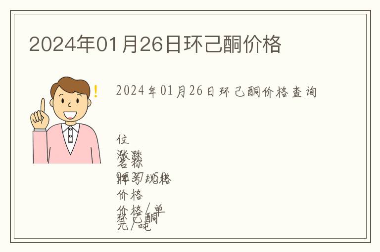 2024年01月26日環(huán)己酮價(jià)格