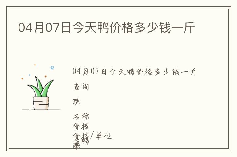 04月07日今天鴨價格多少錢一斤