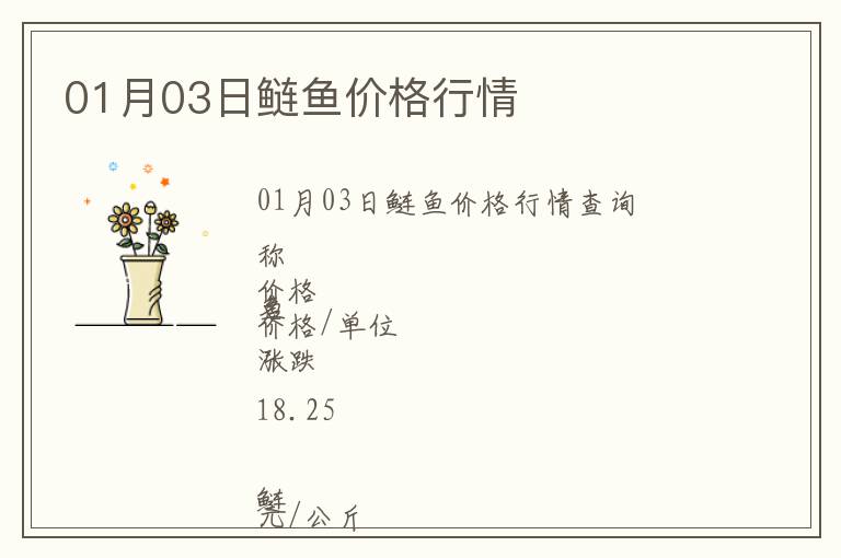 01月03日鰱魚價格行情