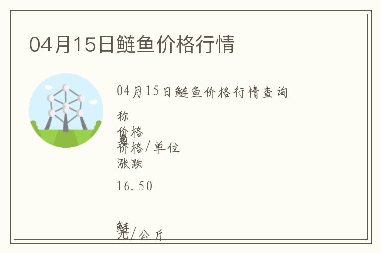 04月15日鰱魚價格行情
