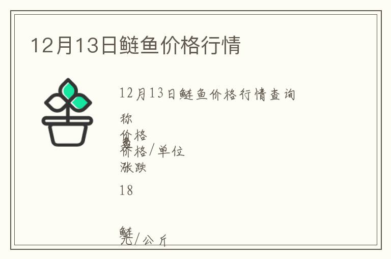 12月13日鰱魚價(jià)格行情
