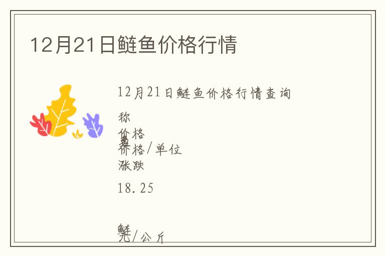 12月21日鰱魚價格行情