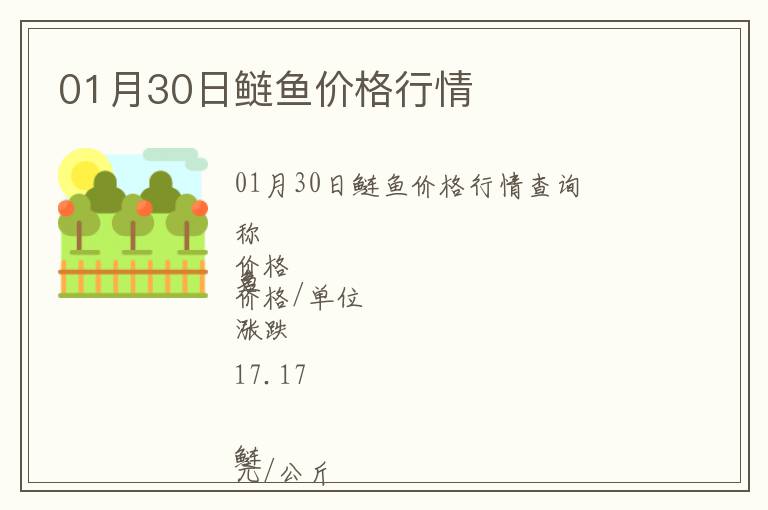 01月30日鰱魚價格行情