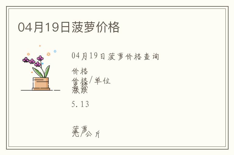 04月19日菠蘿價格