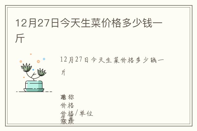 12月27日今天生菜價格多少錢一斤