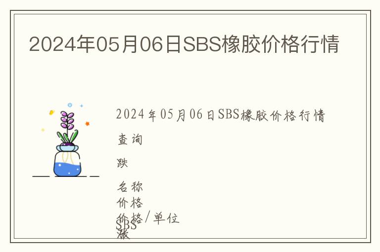 2024年05月06日SBS橡膠價格行情
