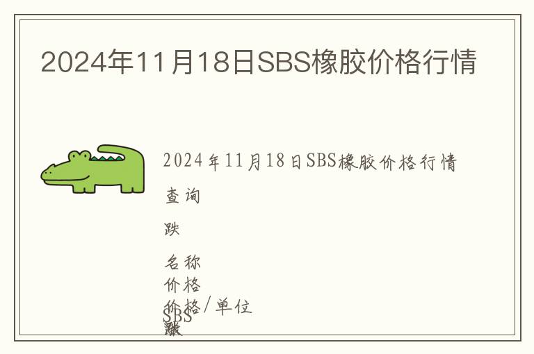 2024年11月18日SBS橡膠價格行情