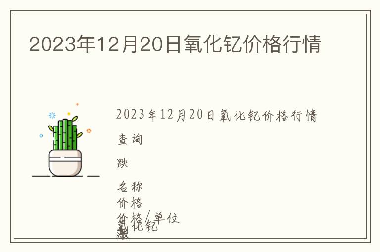 2023年12月20日氧化釔價(jià)格行情
