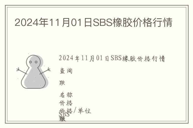 2024年11月01日SBS橡膠價格行情