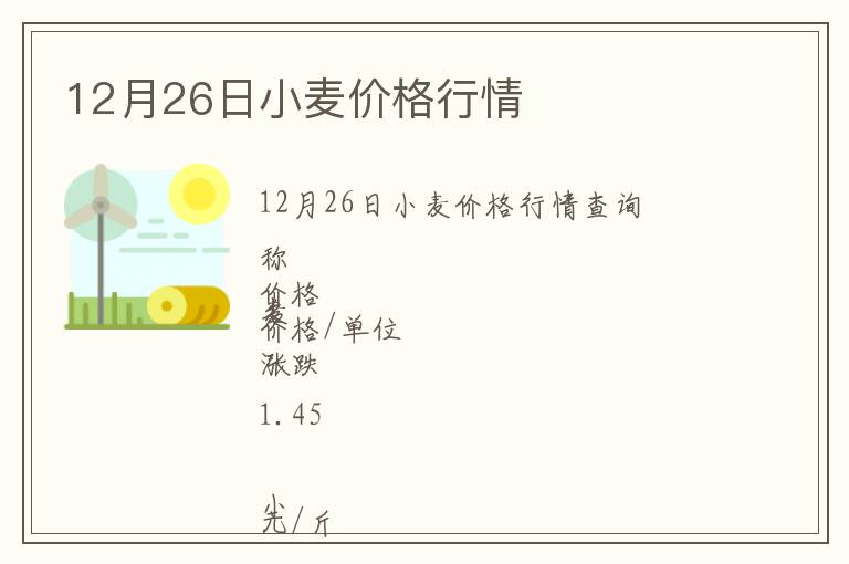 12月26日小麥價(jià)格行情
