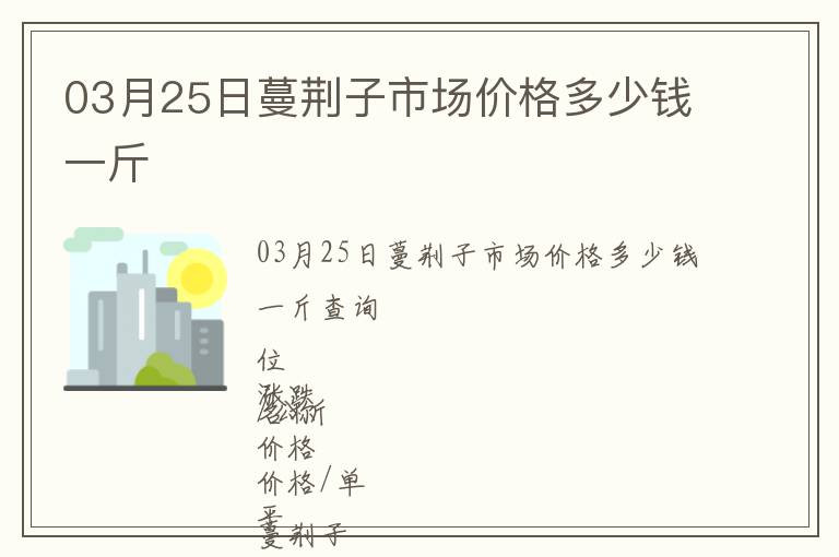 03月25日蔓荊子市場價(jià)格多少錢一斤