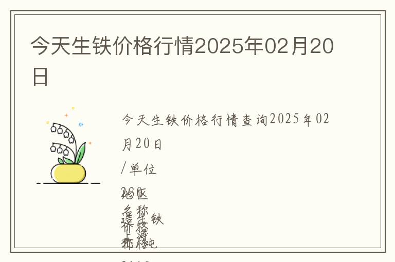 今天生鐵價格行情2025年02月20日