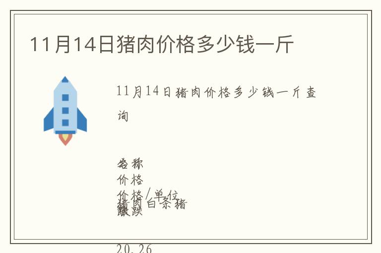 11月14日豬肉價(jià)格多少錢一斤