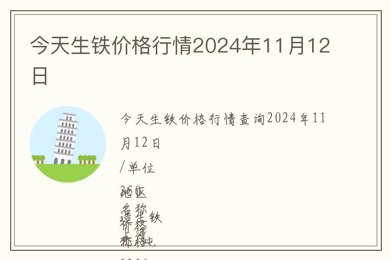 今天生鐵價(jià)格行情2024年11月12日