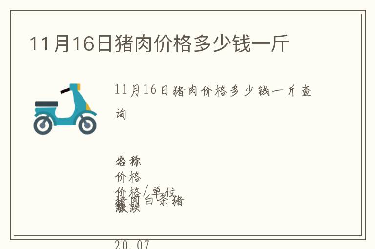 11月16日豬肉價(jià)格多少錢一斤