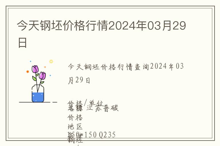 今天鋼坯價(jià)格行情2024年03月29日