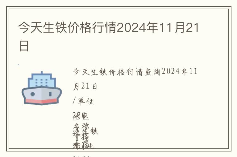 今天生鐵價格行情2024年11月21日