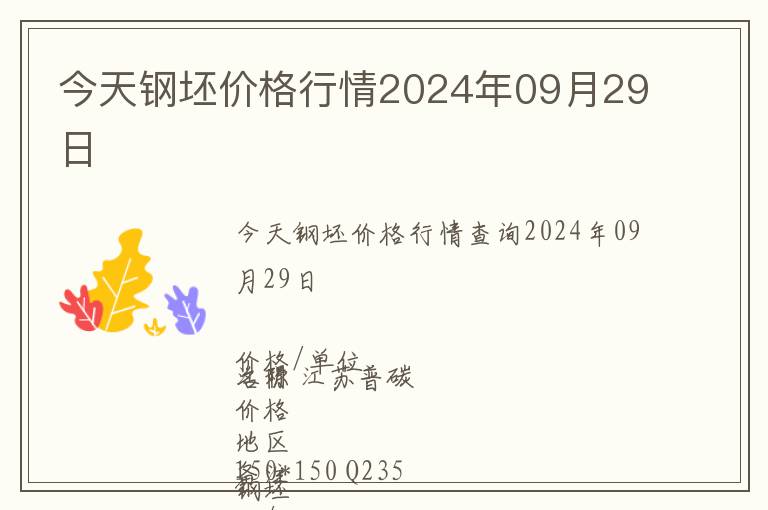今天鋼坯價格行情2024年09月29日