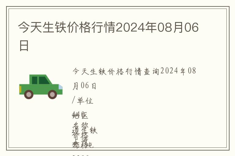 今天生鐵價格行情2024年08月06日