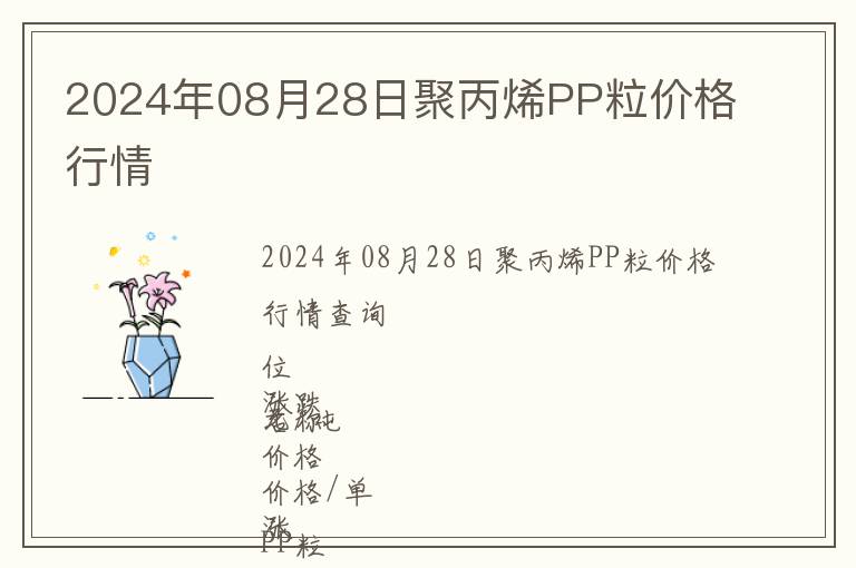 2024年08月28日聚丙烯PP粒價格行情