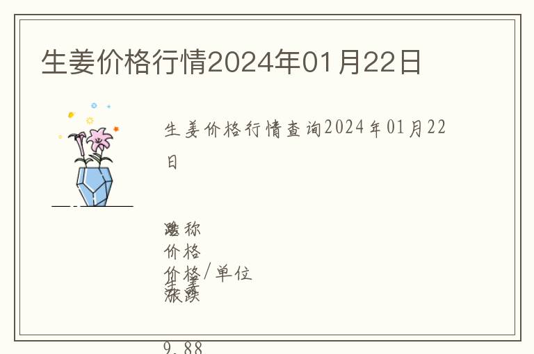 生姜價(jià)格行情2024年01月22日