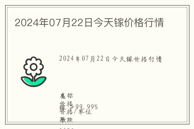 2024年07月22日今天鎵價格行情