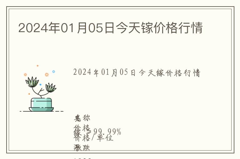 2024年01月05日今天鎵價(jià)格行情