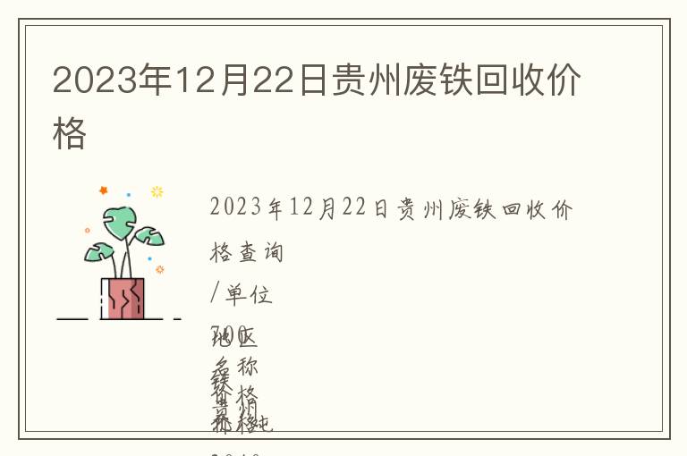 2023年12月22日貴州廢鐵回收價格