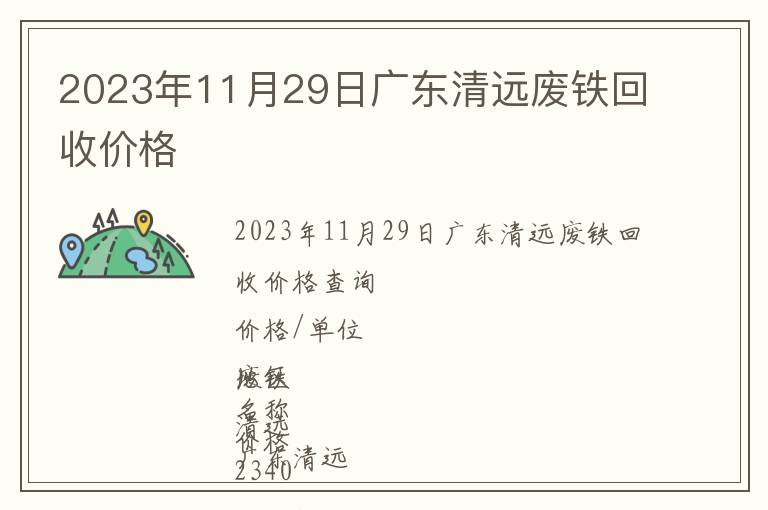 2023年11月29日廣東清遠(yuǎn)廢鐵回收價(jià)格