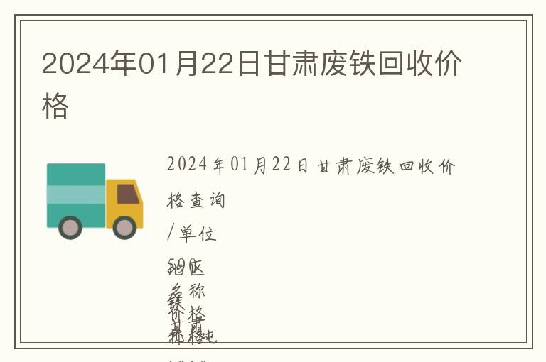 2024年01月22日甘肅廢鐵回收價格