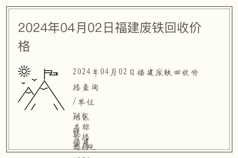 2024年04月02日福建廢鐵回收價格
