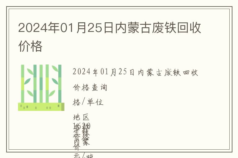 2024年01月25日內(nèi)蒙古廢鐵回收價(jià)格