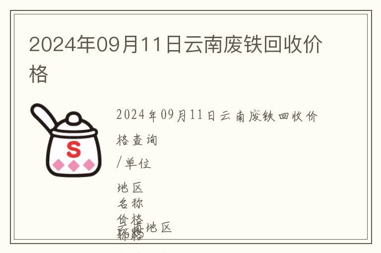2024年09月11日云南廢鐵回收價格