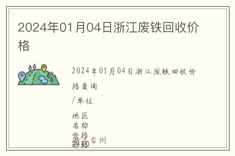 2024年01月04日浙江廢鐵回收價格