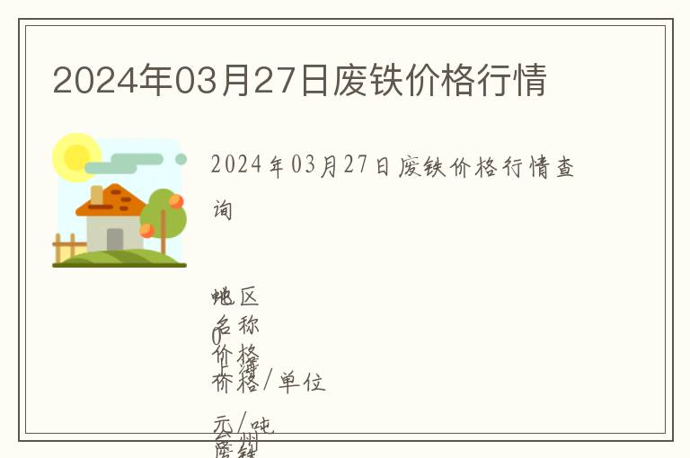 2024年03月27日廢鐵價(jià)格行情