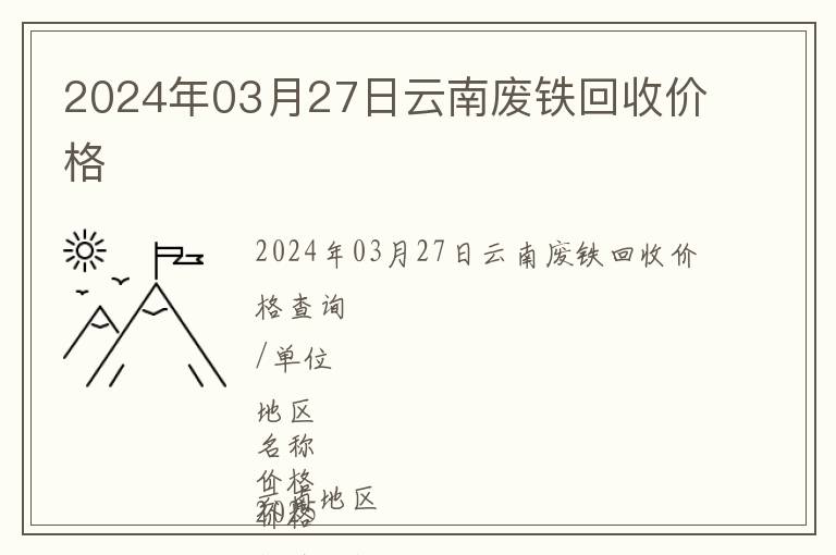 2024年03月27日云南廢鐵回收價格