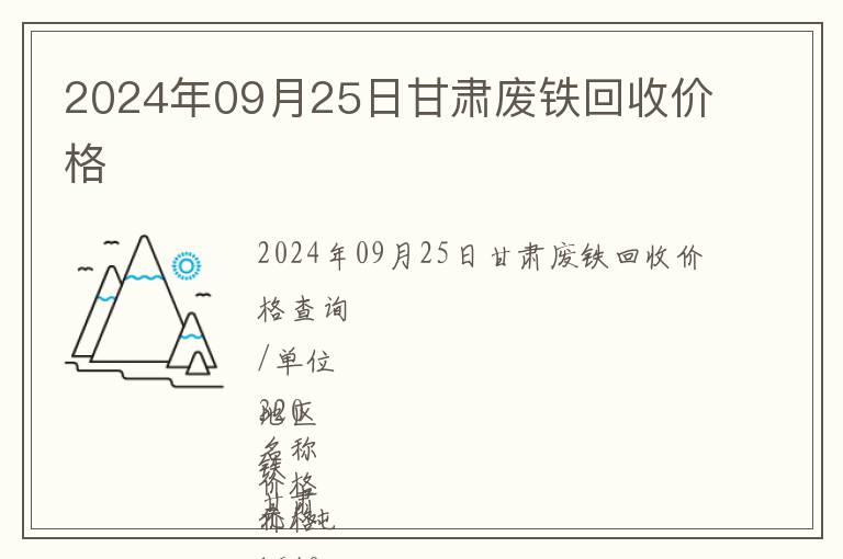 2024年09月25日甘肅廢鐵回收價(jià)格