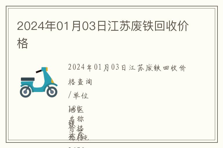 2024年01月03日江蘇廢鐵回收價格