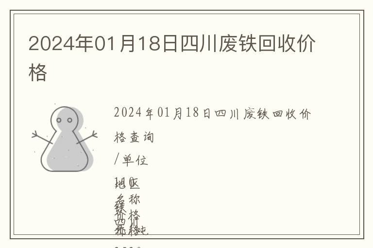 2024年01月18日四川廢鐵回收價(jià)格