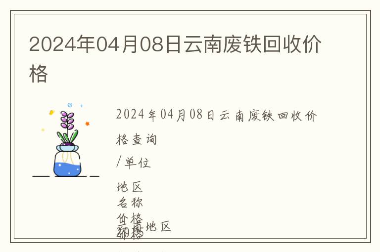 2024年04月08日云南廢鐵回收價格