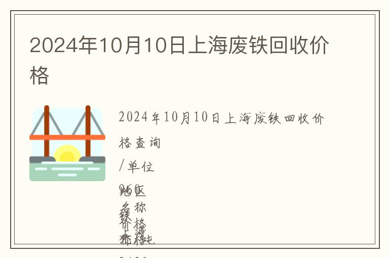 2024年10月10日上海廢鐵回收價格
