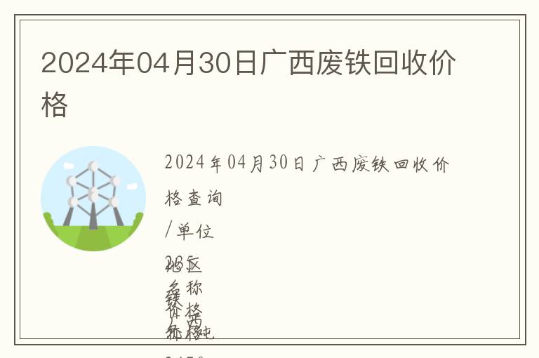2024年04月30日廣西廢鐵回收價(jià)格