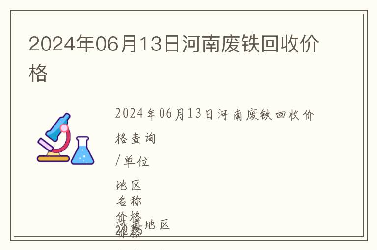 2024年06月13日河南廢鐵回收價格