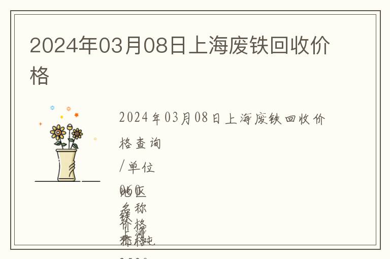 2024年03月08日上海廢鐵回收價格