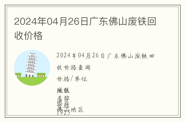 2024年04月26日廣東佛山廢鐵回收價格