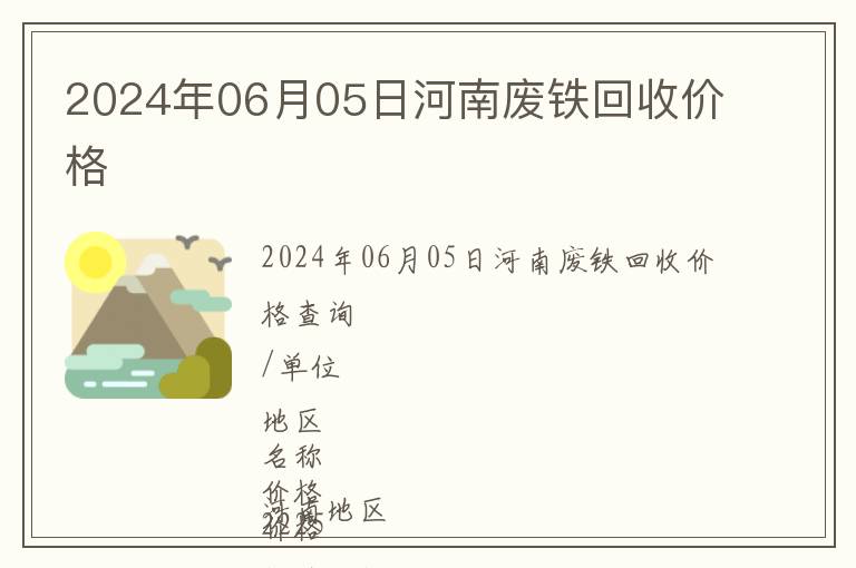 2024年06月05日河南廢鐵回收價(jià)格