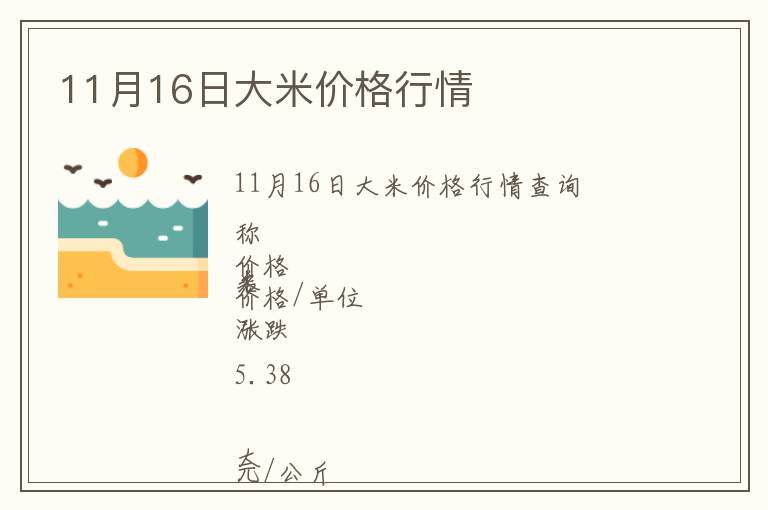 11月16日大米價(jià)格行情